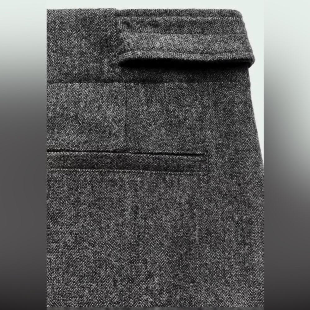 Zara Wool Blend Wide Leg Mid Rise Pants ZW Collection Gray Marl size XS NWT - Picture 14 of 16
